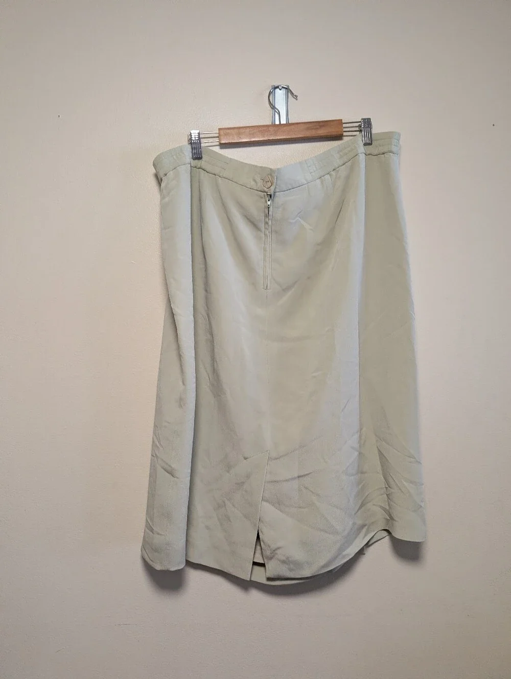 Rena Rowan 100% Silk Straight Skirt Sage Green Size 24W